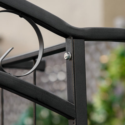 7ft Outdoor Trellis , Metal With Enticing Design Pattern , For Ceremonies - Black Garden Bewitching Climbing Vines, Gate, Weddings