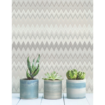 Zig Zag White Peel and Stick Wallpaper