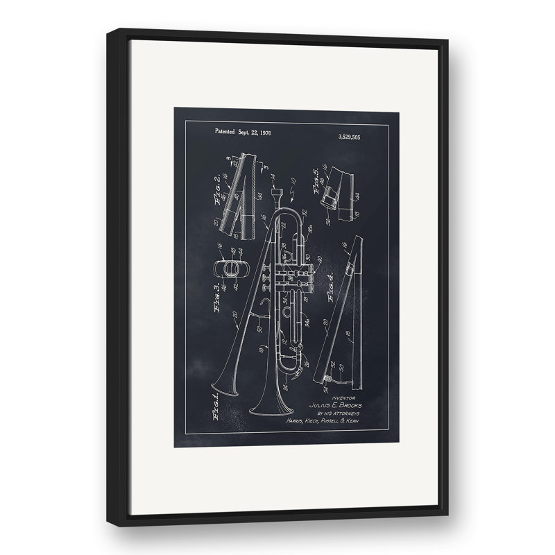 «Dual Bell Trumpet» sur toile, H 37,75 po x l 25,75 po x P 1,75 po, Cadre flottant noir