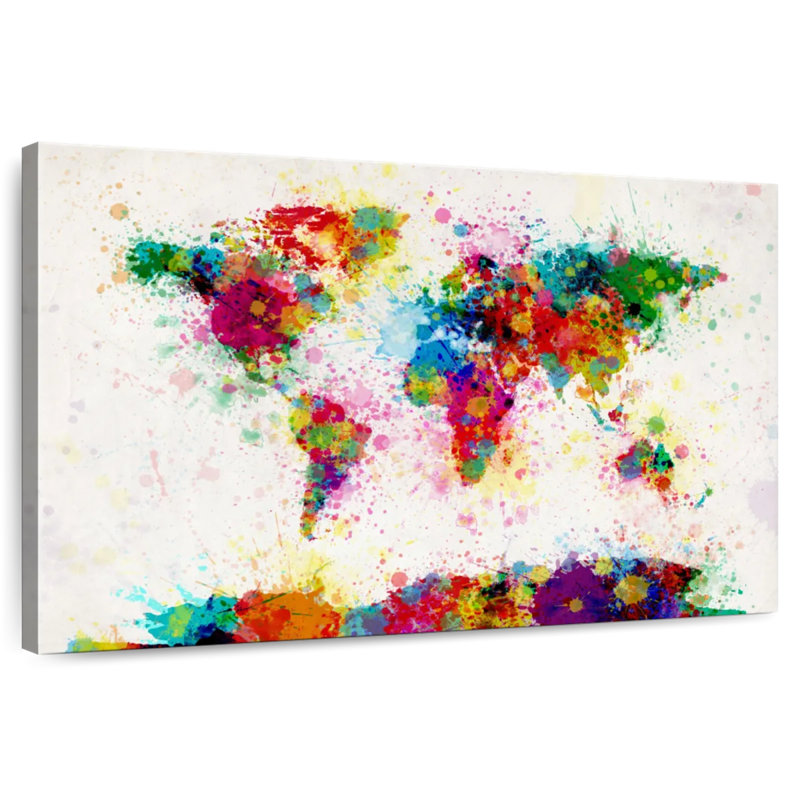 Aliaz World Map Paint Splashes III, 16" H x 24" W