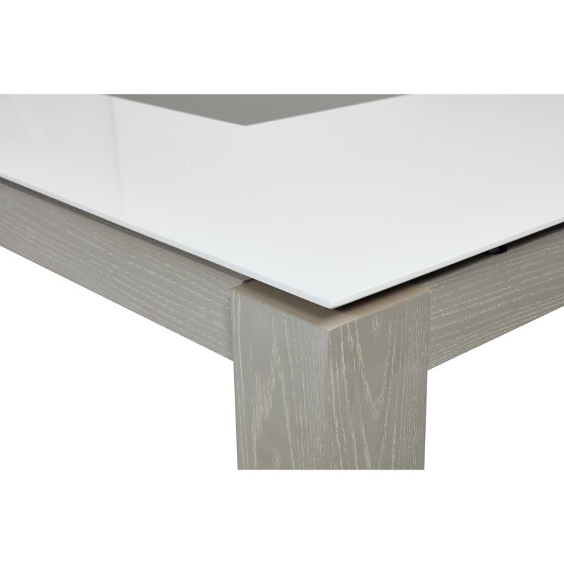 Cambria Extendable Glass Top Solid Wood Base Dining Table