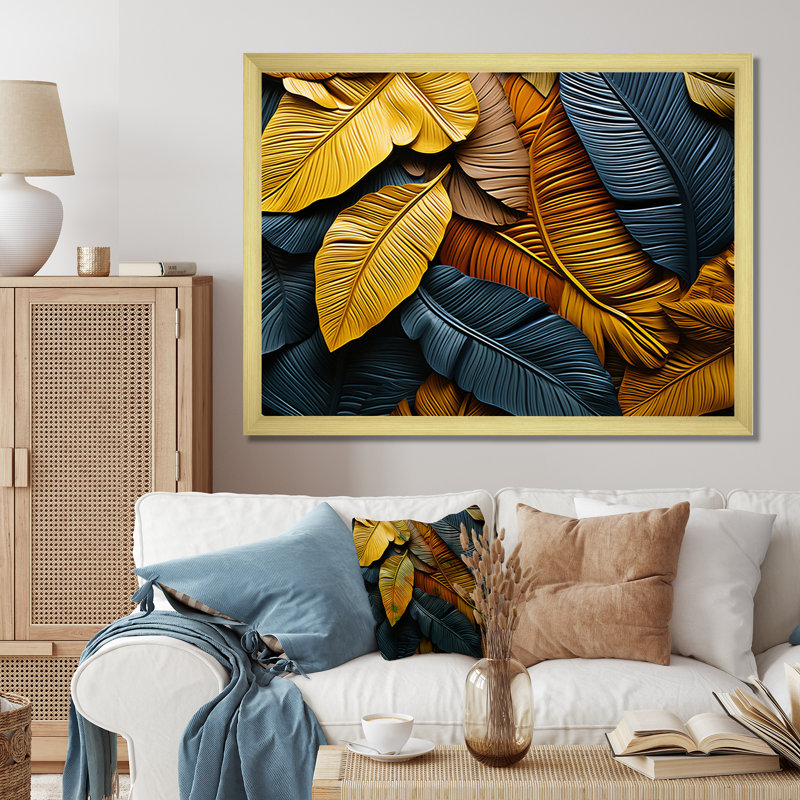 «Vibrant Leafs Field» sur impression sur toile, H 16 po x l 32 po x P 1 po, Encadrement doré