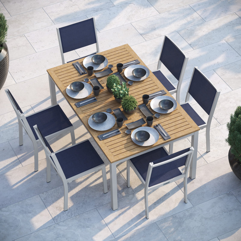 Travira Stacking Powder Coated Aluminum Outdoor Dining Side Chair, Ink Pen