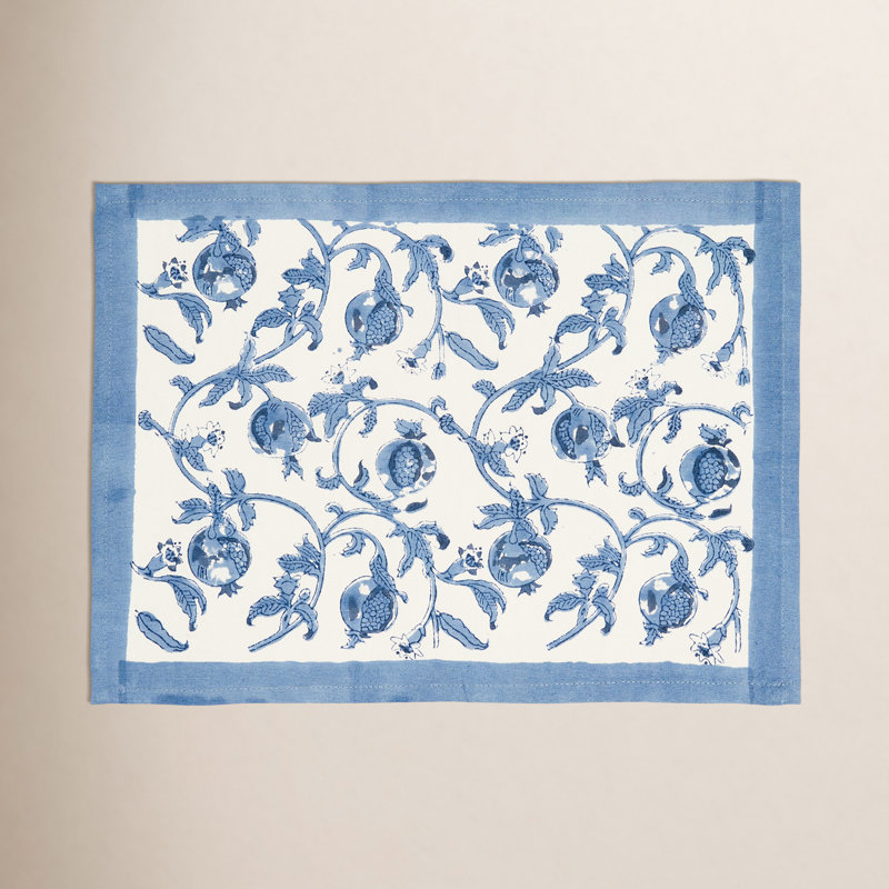Granada Cornflower Blue 100% Cotton Rectangle Placemats, Blue