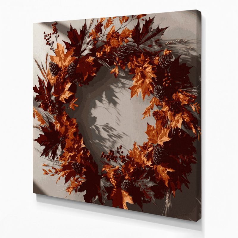 Couronne de l'Action de grâce, art mural sur toile brune, 12" H x 12" W