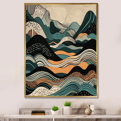 «Teal Black Line Art Elegance II», reproduction sur toile