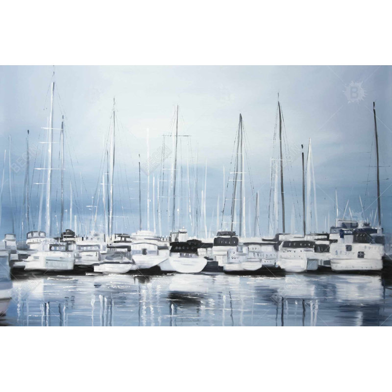 «Bateaux au quai 2», H 24 po x l 36 po