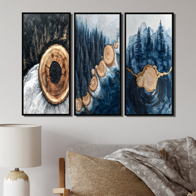 La veine de cristal de la forêt - collection d'art mural forêt grise