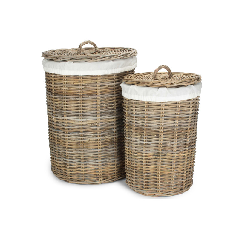 Wicker 2 Piece Laundry Hamper Basket set with Lining