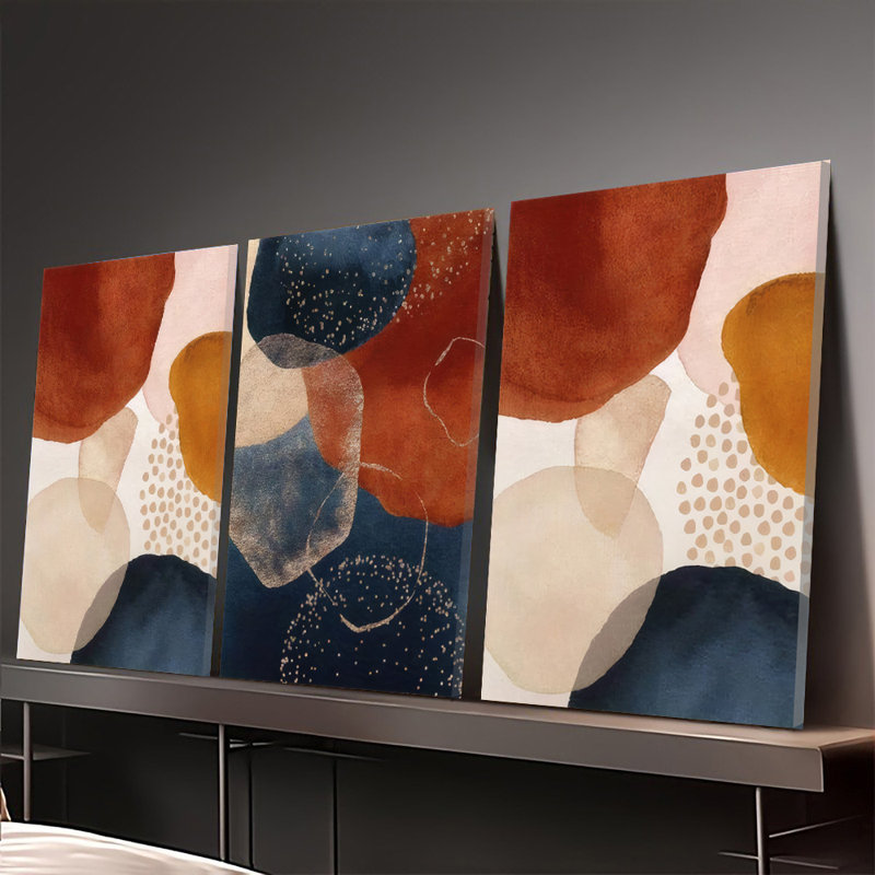 3 pièces d'art mural encadrées, ensemble de 3 peintures à l'aquarelle abstraite sur toile, 24" H x 36" W