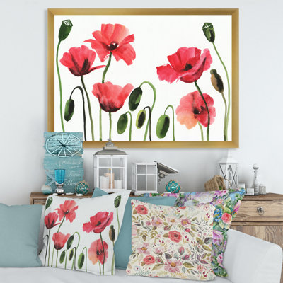 Coquelicots rouges rétro - peinture sur toile