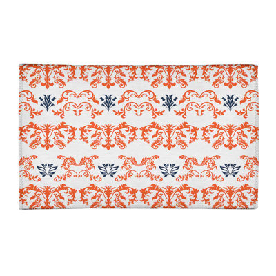 Tapis damassé blanc / orange