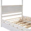 Lit plateforme double à baldaquin en bois avec lit gigogne et 2 tiroirs de rangement, cadre blanc brossé avec tête et pied de lit