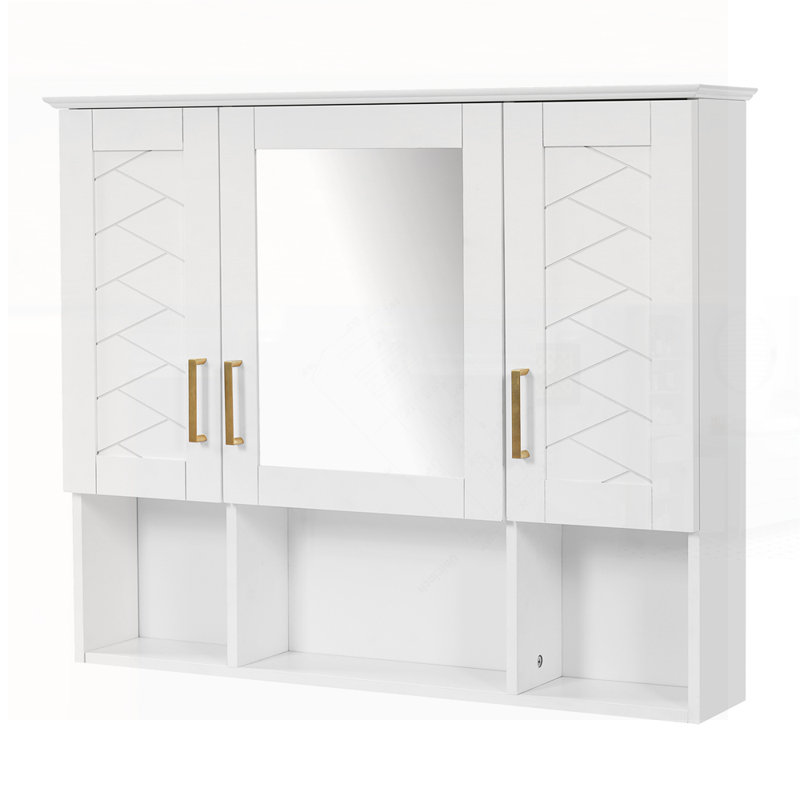Armoire à pharmacie murale 2 en 1 avec tablettes réglables et portes à fermeture douce, miroir haute définition pour meuble-lavabo