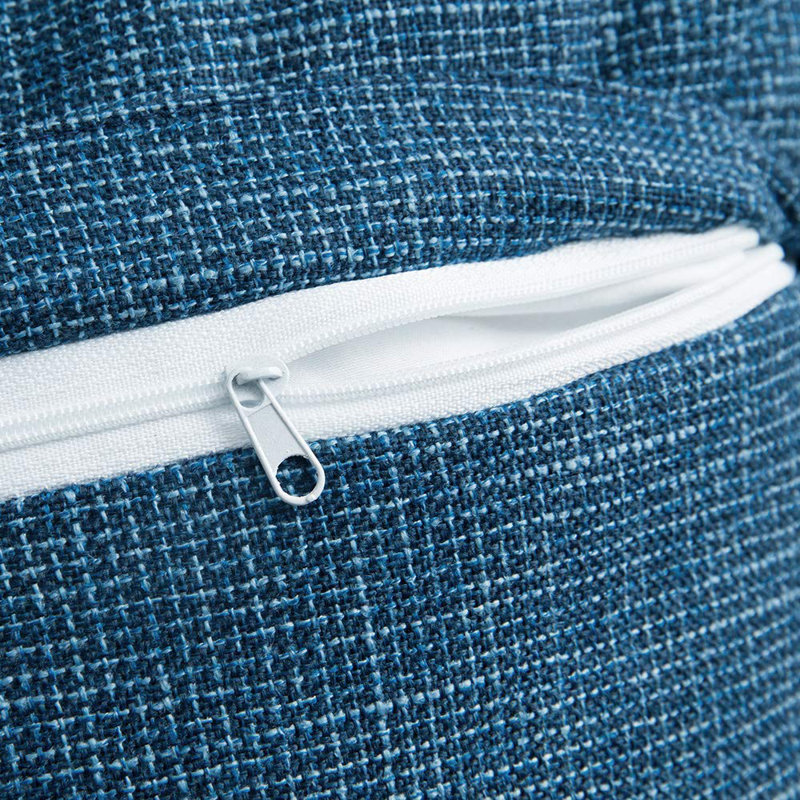 Linen Textured Buttons Pillow Cover, Blue