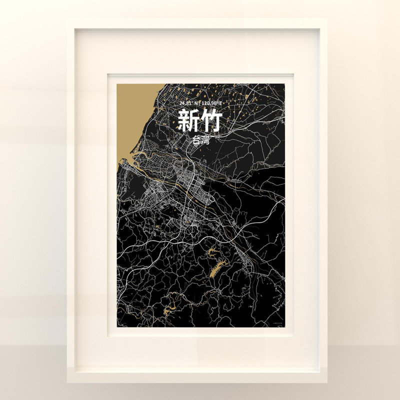 Hsinchu (chinois traditionnel), impression sur toile tendue, Noir / or