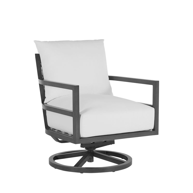 Outdoor Swivel Armchair, Welt, Standard Plus, Cabana Stripe Midnight