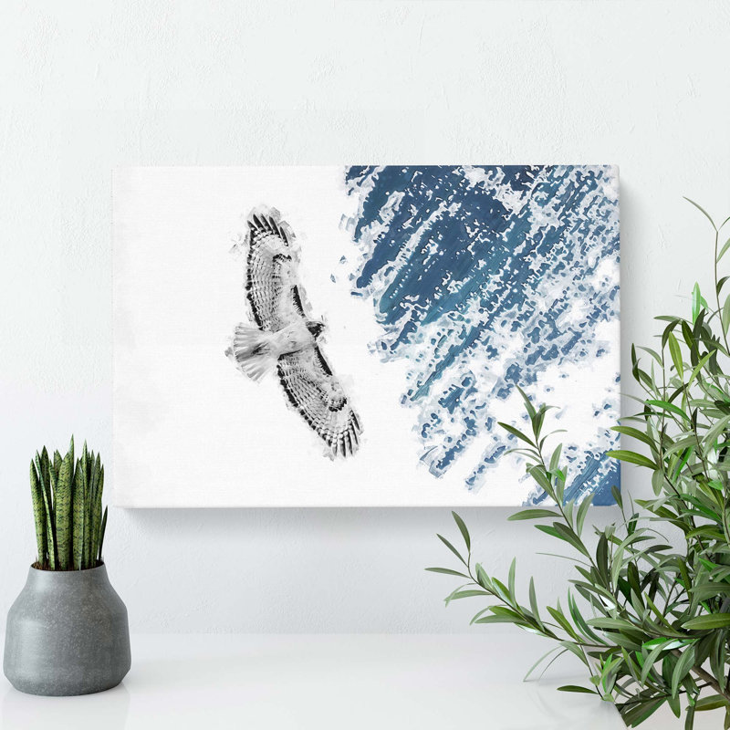 Buzzard Bird in Abstract - Wrapped Canvas, 50cm H x 76cm W x 3cm D