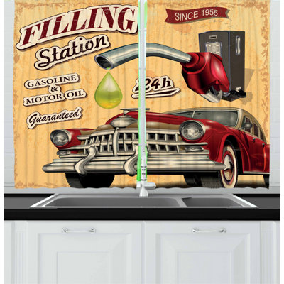 Cars 2 Piece Kitchen Curtain