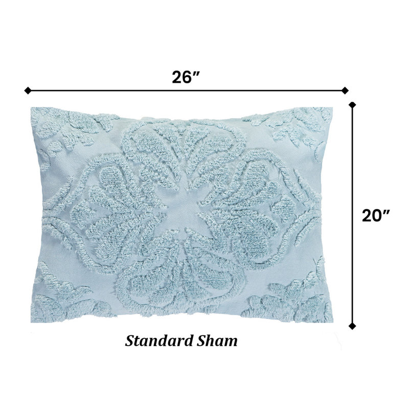 Cotton Floral Sham Set, Blue