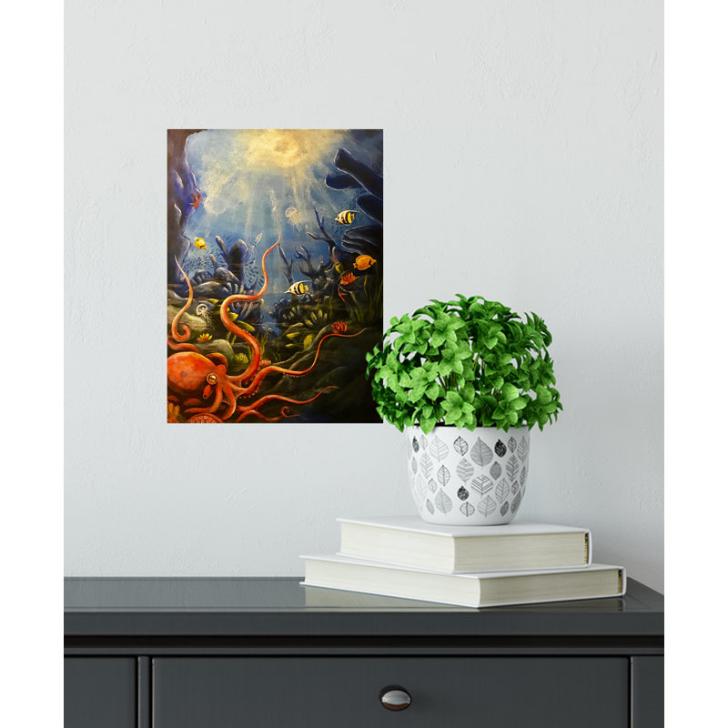 «Deep Sea Life» par Ed Capeau - reproduction d'art, Toile tendue, H 16 po x l 12 po x P 1,5 po, Aucun mat