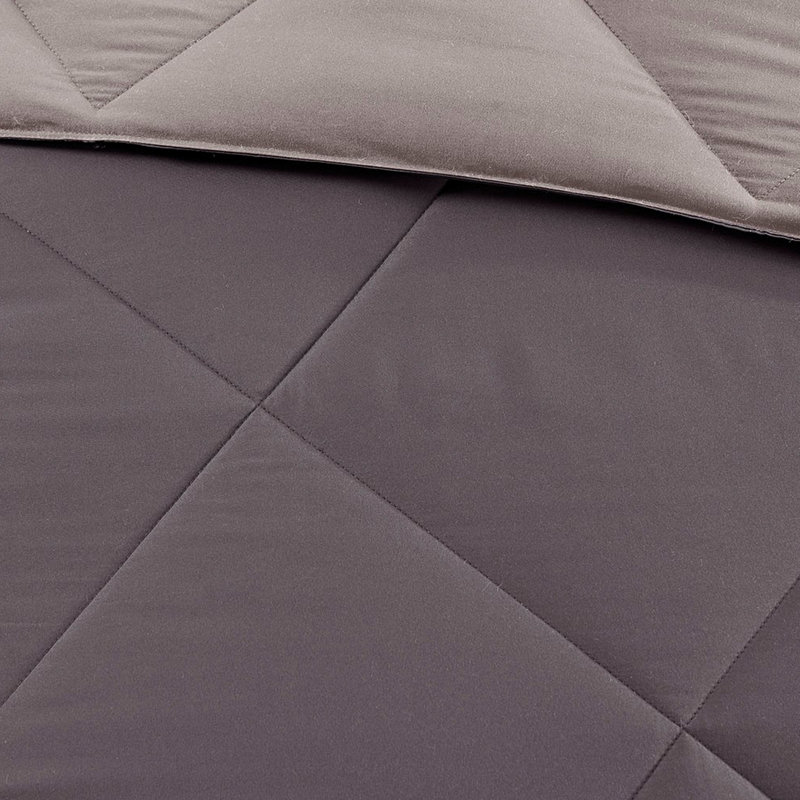 Édredon traité 3M avec duvet synthétique, Édredon double / grand + 2 taies décoratives sta, Gris