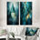 Emerald Blue Pyramid Shapes I - Ensemble de 2 reproductions d'art abstrait sur toile