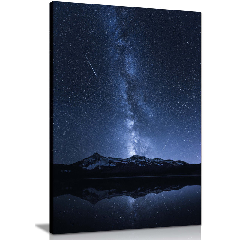 Dark Night Sky Falling Stars - Wrapped Canvas Print, 91cm H x 61cm W