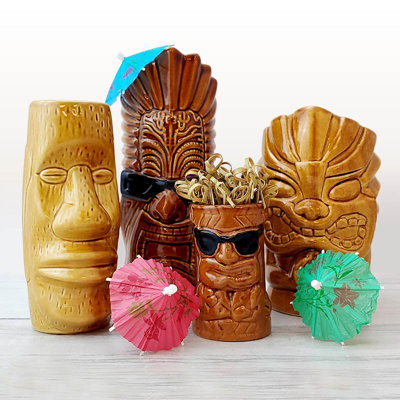 Ensemble de 4 tasses à boire Tiki - ensemble de 4