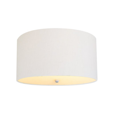 Abat-jour tambour en lin blanc Moderne