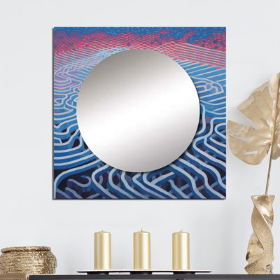 Errant à travers le labyrinthe bleu de l'esprit - miroir carré abstrait pour décoration murale