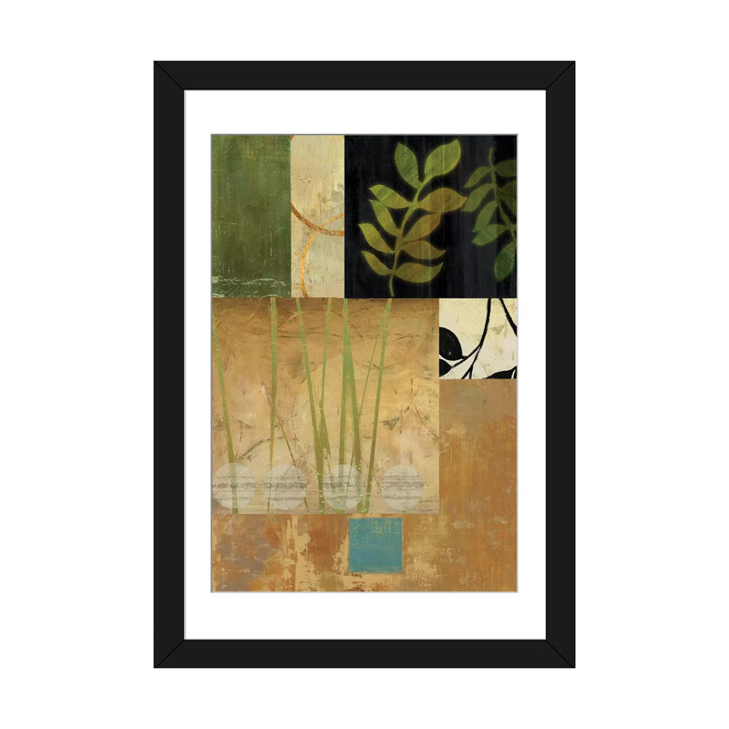 «Leaves of Green II» par Pl Studio - impression sur toile tendue, H 24 po x l 16 po x P 1 po, Papier d'art encadré noir