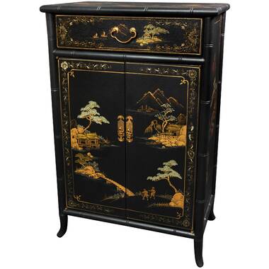  Oriental Furniture Japanese Shoe Cabinet - Red Crackle : Home &  Kitchen