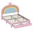 Upholstered Rainbow Design Bed, Velvet Princess Platform Bed With Storage Drawer, No Box-Spring Needed,Colorful Pink-655504364