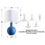 Lampe de table en céramique bleue 18,5 po avec abat-jour en tissu blanc