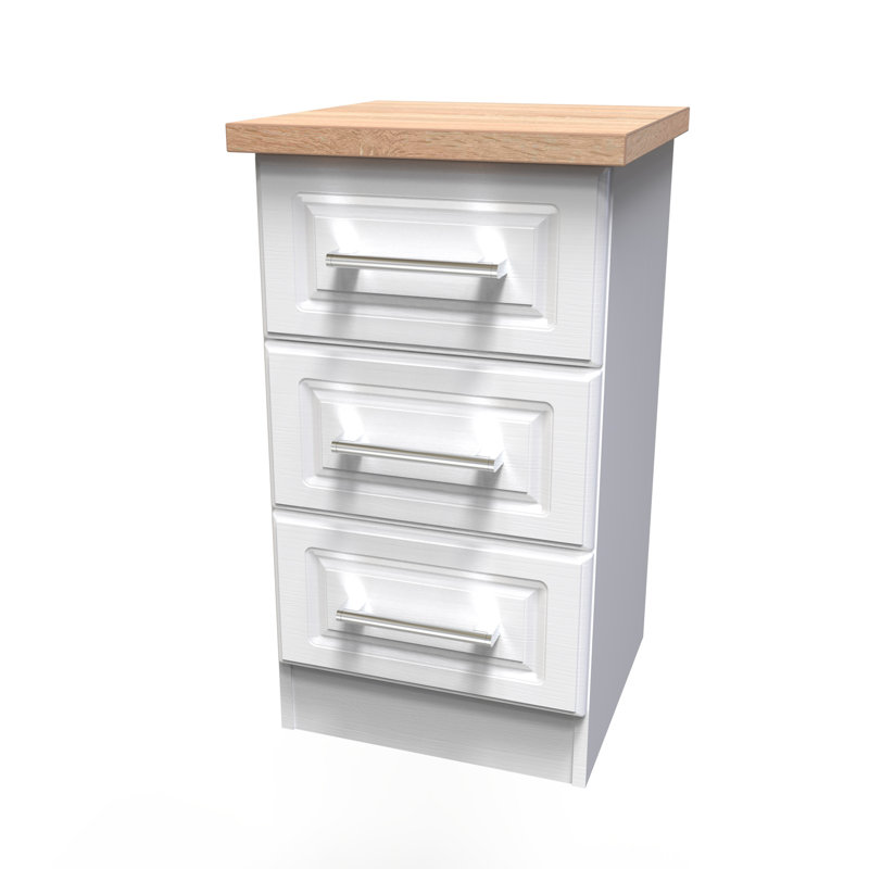 Fully Assembled St. George 3 Drawer Bedside Table