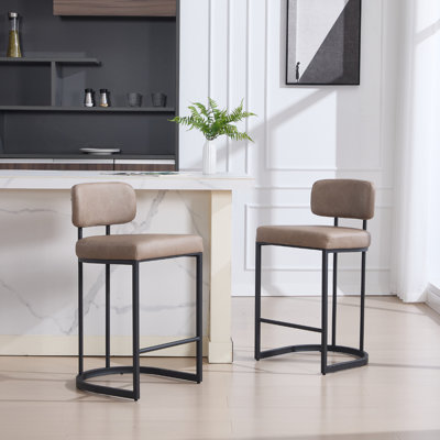 Upholstered Counter Stool with Metal Frame