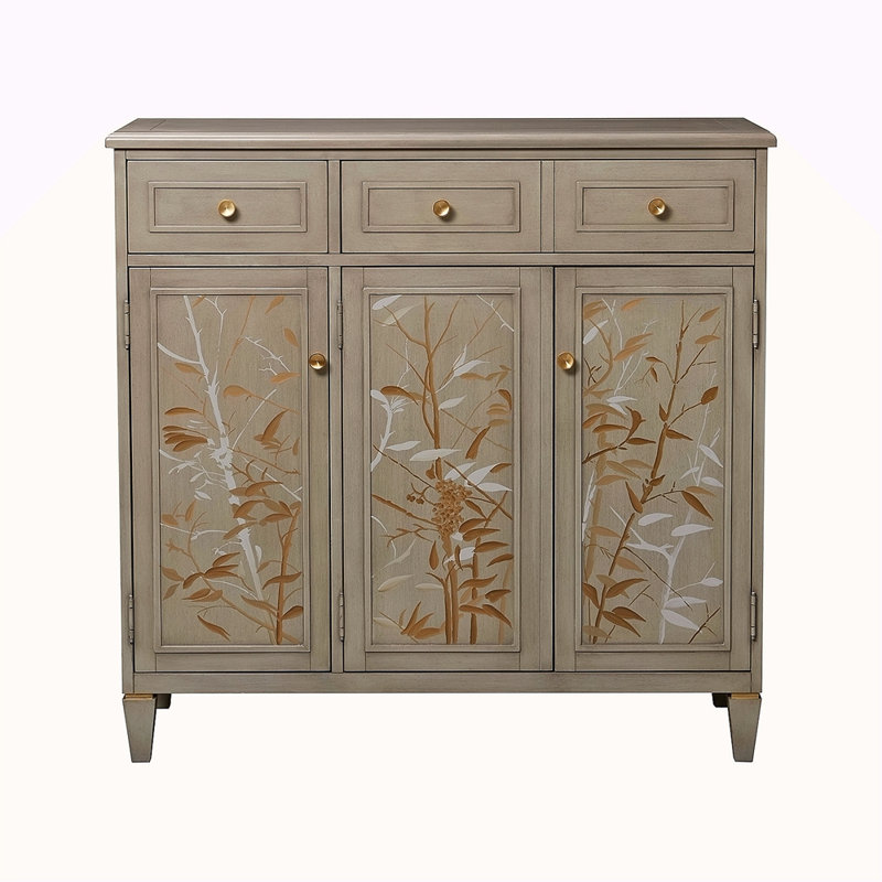 Armoire de rangement peinte à la main Dauphin, bois de cachemire gris