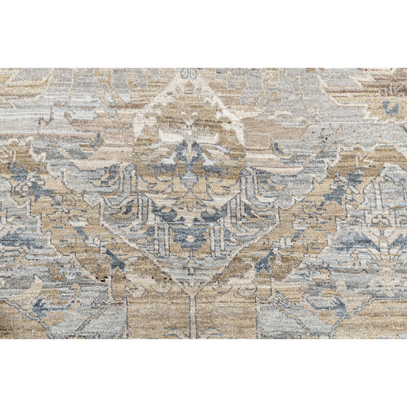 Hand Knotted Wool Oriental Area Rug in Gray/Tan/Sand, Rectangle 12' x 15'