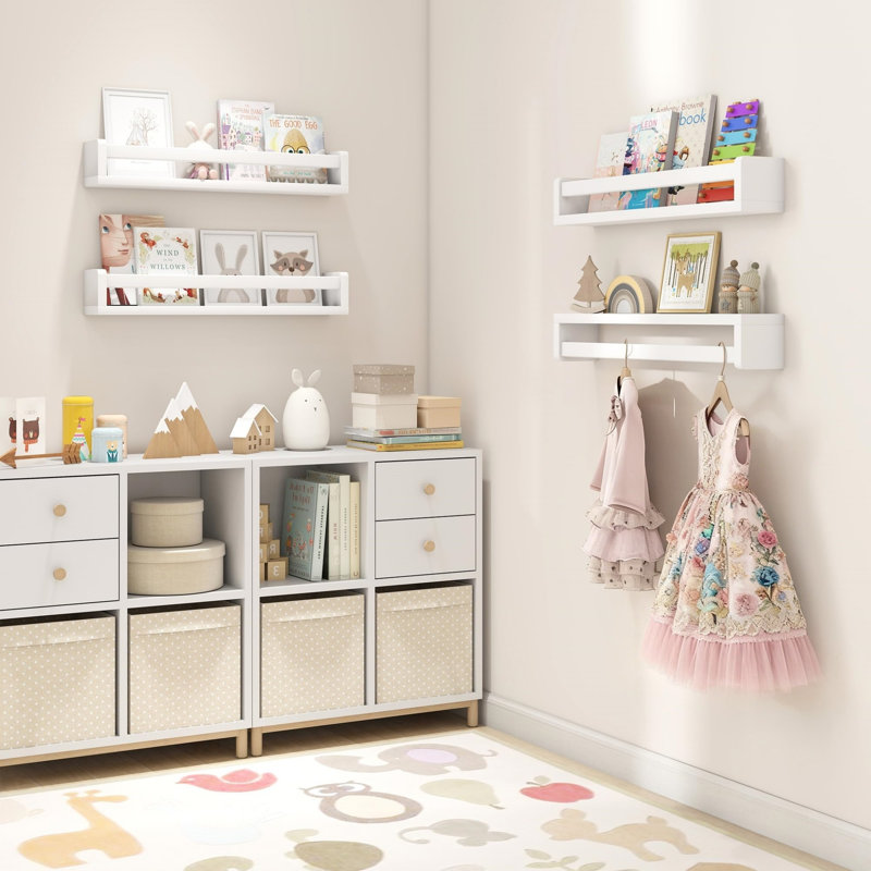8.89 cm H x 60.96 cm W Solid Wood Floating Shelf Bookcase