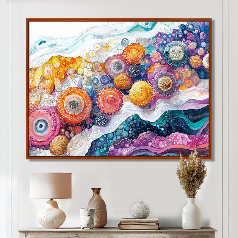 Harger abstrait, oursin et corail paysage I - oursin, art mural, H 30 po x l 40 po, Brun, Impression encadrée flottante