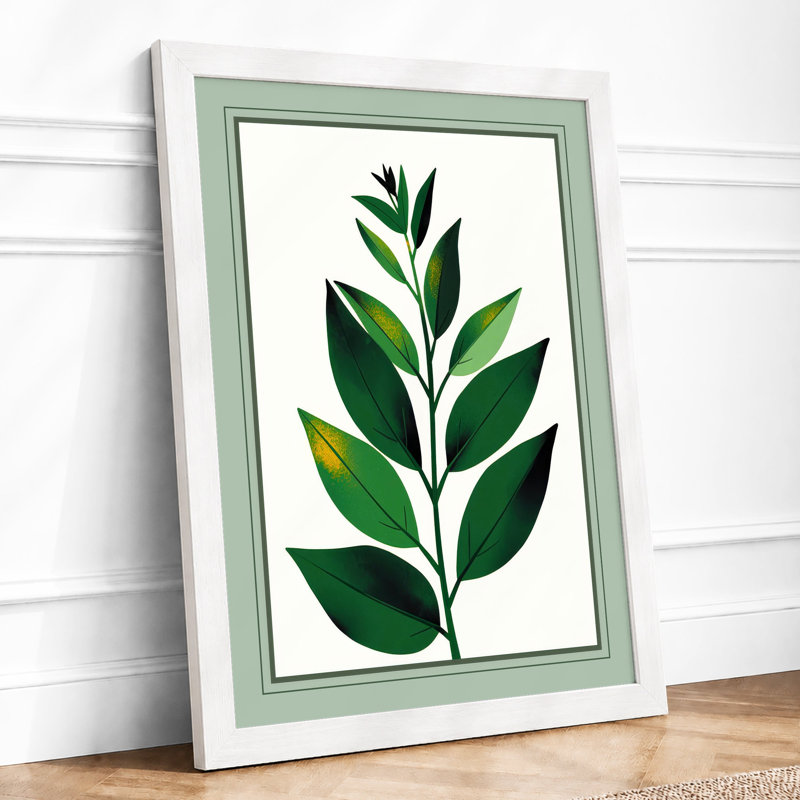 Stem With Symmetric Leaves Botanical - Print, A4 - 29.7 x 21.0 cm, White