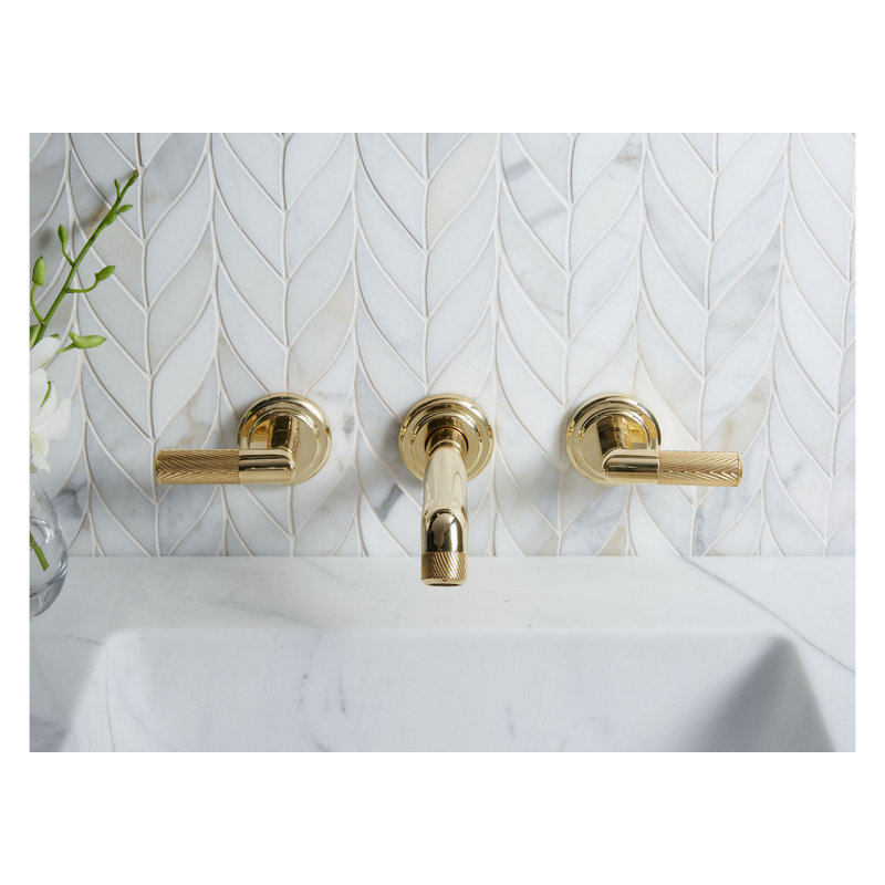 Pinna Paletta® Wall-Mount Sink Faucet, Lever Handles, Unlacquered Brass