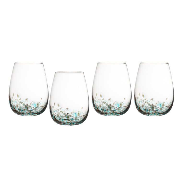 Blue Callie Stemless Wine Glasses, Set of 4