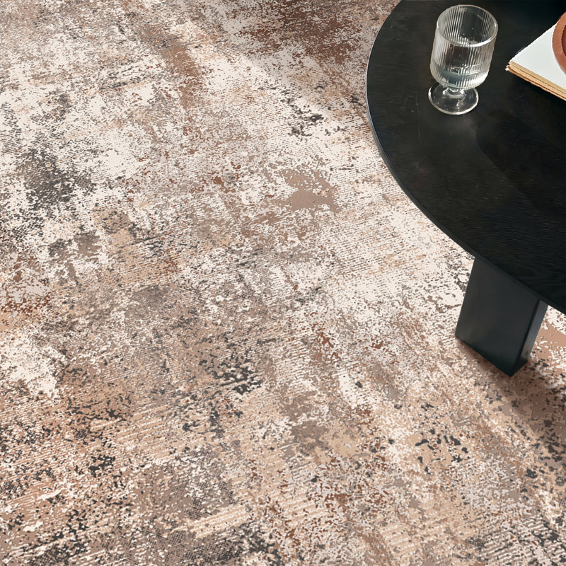Pavelina Abstract Machine Washable Non-Slip Brown / Beige Performance Indoor Area Rug, Taupe, Runner 2'3" x 8'