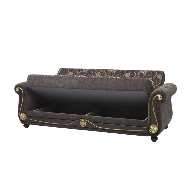 Canapé-lit rembourré convertible avec rangement, Gris