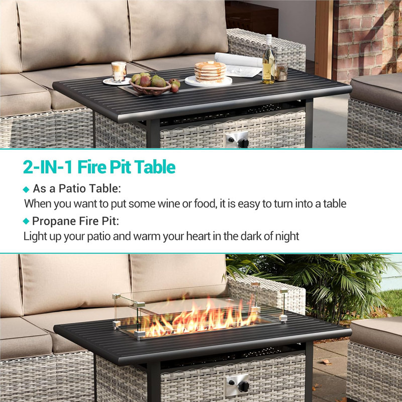 Rectangle Natural Gas Smokeless Fire Pit Table
