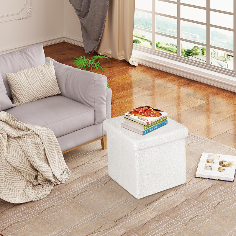 Itsel Square Solid Colour Ottoman with Storage, White