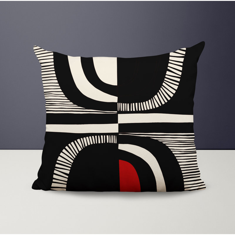 Jeté carré / extérieur en polyester Chamu, Rouge/noir, 18 po x 18 po