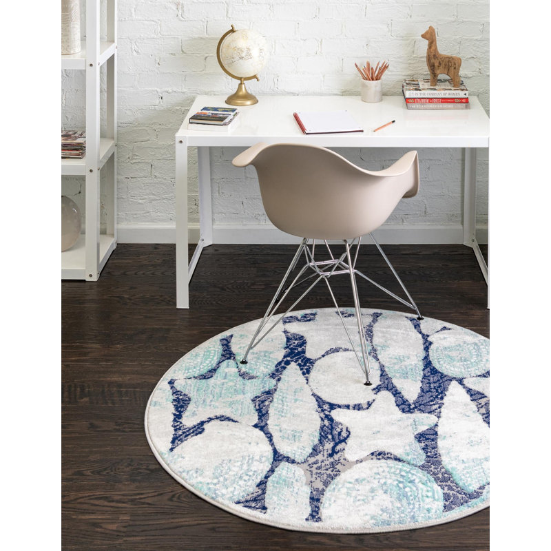 Ariel Geometric Polypropylene Plastic Rug, Round 7'